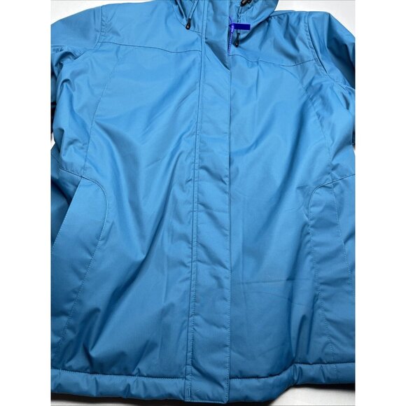 LL Bean Winter Warmer Jacket Women 1X REG Blue Fleece Lined Hood Zip Pocket Snap - Picture 14 of 14